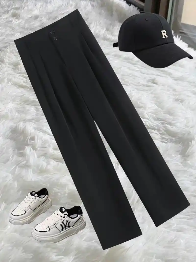 集美们!这款黑色西装阔腿裤真的太好看了!简 - 抖音