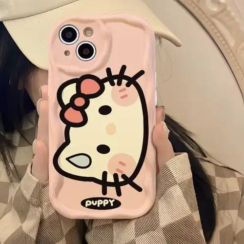 流汗大脸kt猫适用苹果15promax14卡通111213手机壳可爱15软壳xsxr