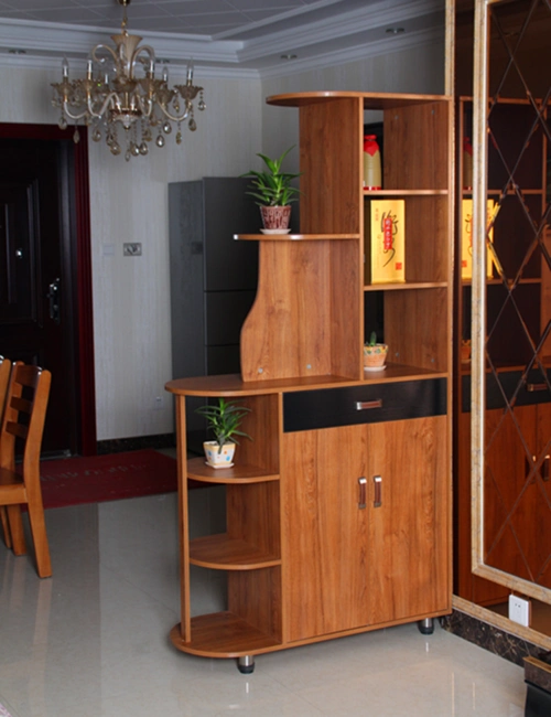 简约门厅柜客厅鞋柜双面隔断酒柜现代装饰储物柜圆角实木色玄关柜