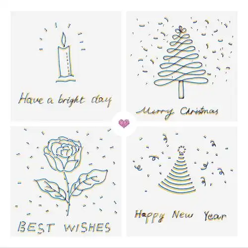 新年之际一些简约风格原创手绘小卡片