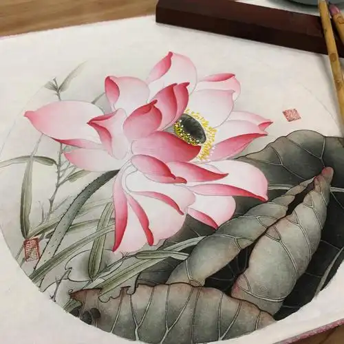 自学国画i工笔荷花详细步骤图分享