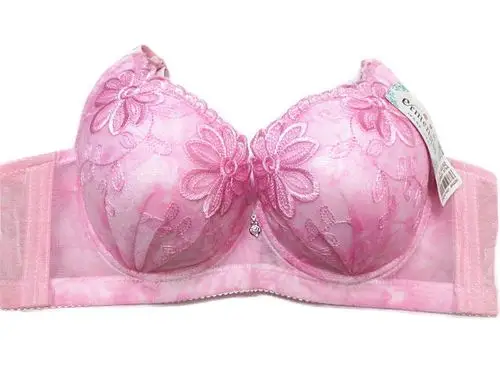 纯色大花刺绣印花典雅大方c杯薄款四排扣聚拢调整文胸尔梦丝3366