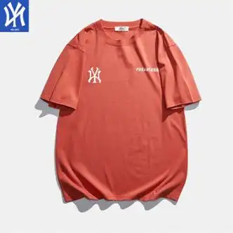 旗舰联名短袖t恤男女士夏季体恤潮牌休闲潮流上衣服绿色mlb红色mlbm