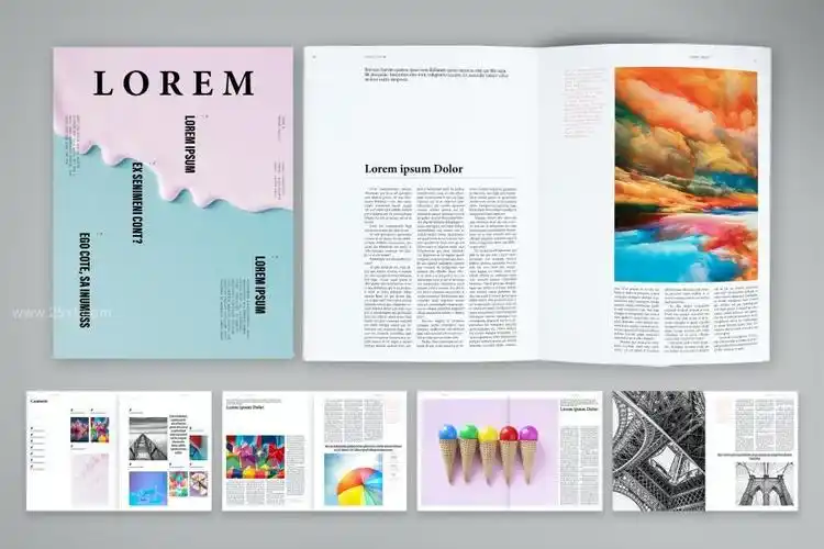 简约时尚生活杂志期刊图文排版设计的indesign模板 - 25学堂