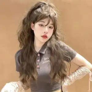 羊毛卷假发女长发玉米烫蓬松自然长卷发全头套可爱圆脸时尚假发套