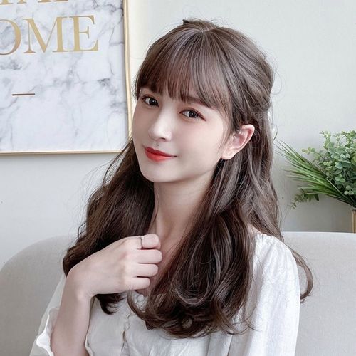 假发女中长发卷发锁骨发 自然圆脸梨花中短卷发发型大波浪全头套