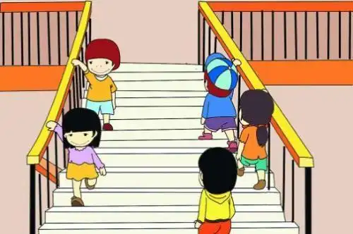 上下楼梯幼儿简笔画小学生安全上下楼梯简笔画简笔画 手绘 线稿