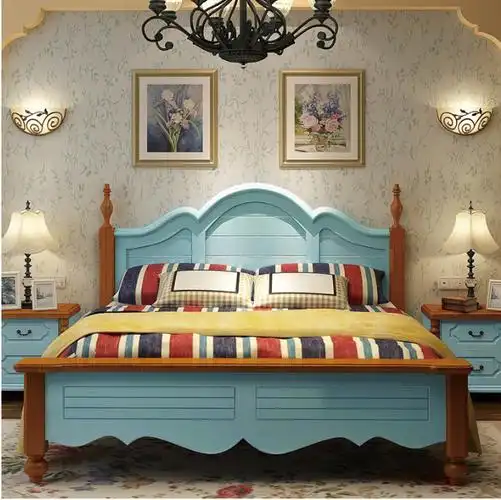 地中海式全实木木床简约款式定制卧室家具组合次卧家具1.5米1.8米