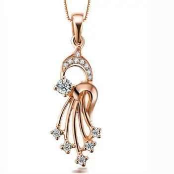 zocai佐卡伊16分玫瑰金钻石吊坠凤舞九天 钻石坠子 送给最亲的女人