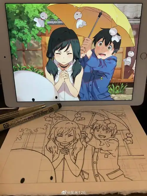 彩铅手绘新海诚77天气之子