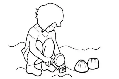 玩沙的小孩简笔画