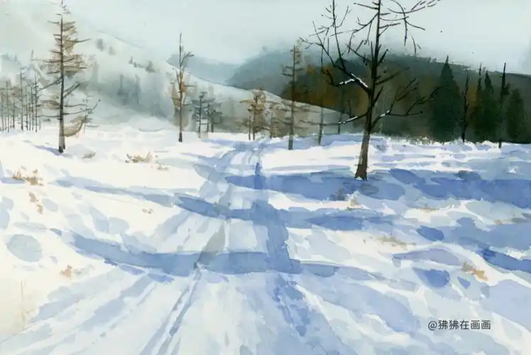 水彩风景雪景的画法