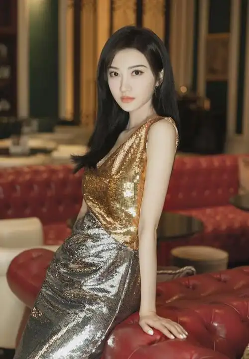 景甜"牛奶肌"白皙,穿上金色亮片礼服,宛如女神亮眼动人  第4张