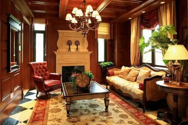 古典欧式风格别墅客厅背景墙装修效果图