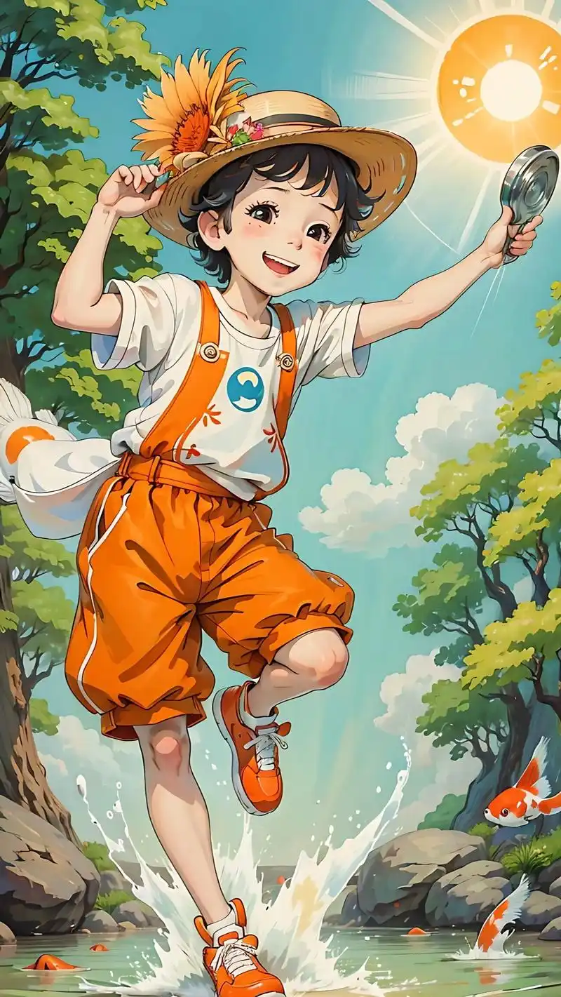 锦鲤送祝福.#宫崎骏 #治愈系壁纸 #二次元ai绘画 - 抖音