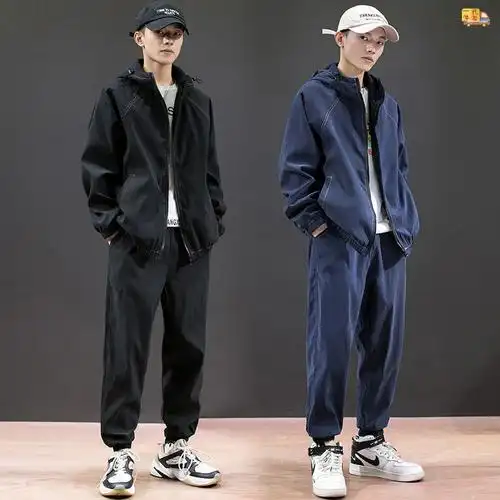 男士休闲套装秋季新款潮流运动宽松男装一套搭配帅气男生秋装衣服