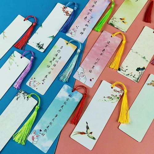 创意手绘空白书签梦幻星空猫爪比心可爱卡片手工自制diy材料包圆