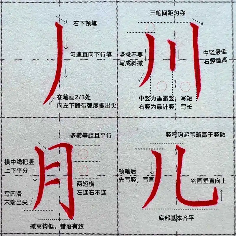 硬笔书法基础笔画d4|竖撇的详细干货写法 撇有几种写法,今天超级详细