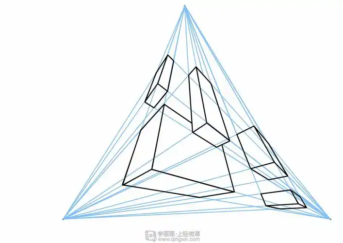 临摹三点透视方块美术基础三点透视的练习