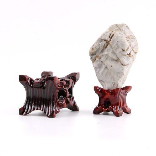 奇石头泰山石底座实木带槽鹅卵石不规则石头通用凹槽摆件托架子