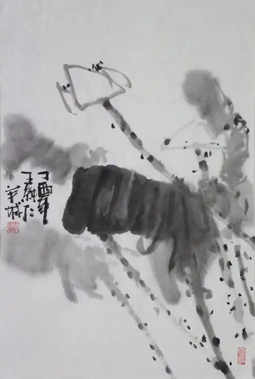 荷花系列之一组,写意水墨荷花