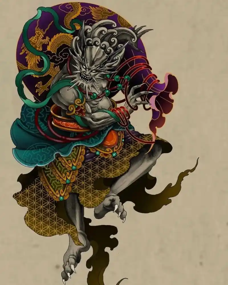 #纹身手稿 #满背纹身 #小腿纹身 #风神雷神纹身 #手稿 - 抖音