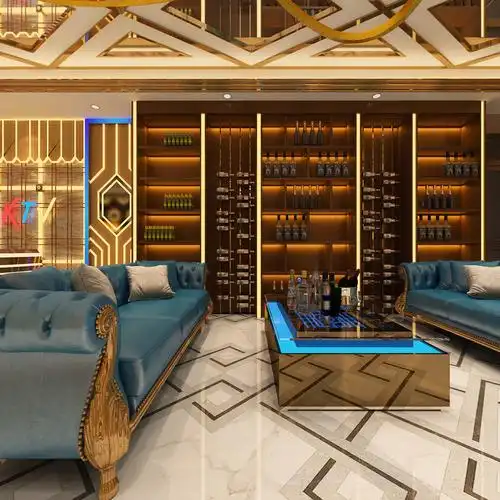 全景现代ktv轻奢ktv大厅 背景墙 酒柜 前台3d模型