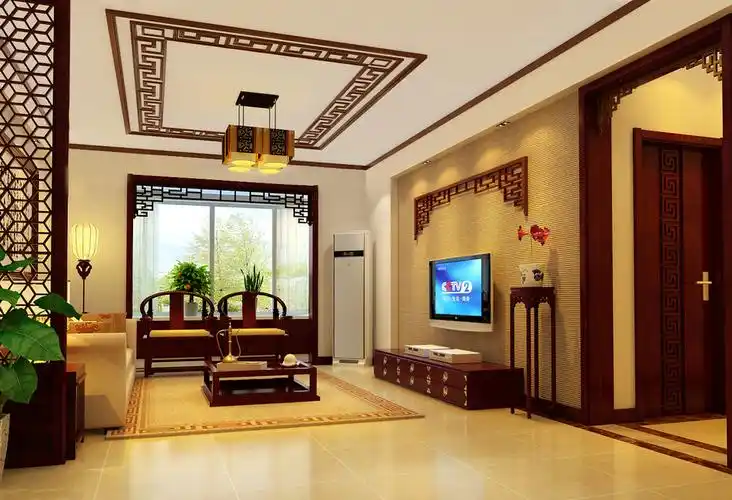 中式影视墙效果图一