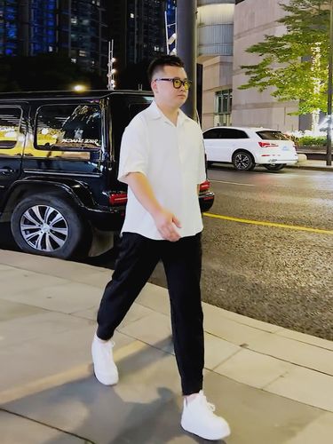 夏季微胖男生显瘦轻熟风穿搭白色衬衫五分袖大码半袖衬衣搭配帅气