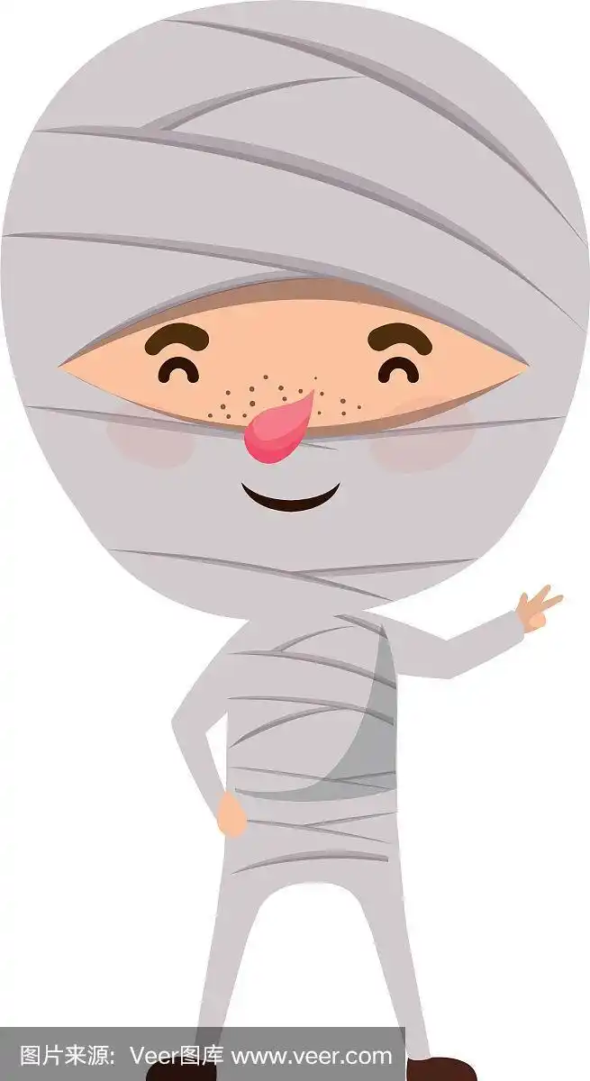 穿着木乃伊服装的可爱小男孩