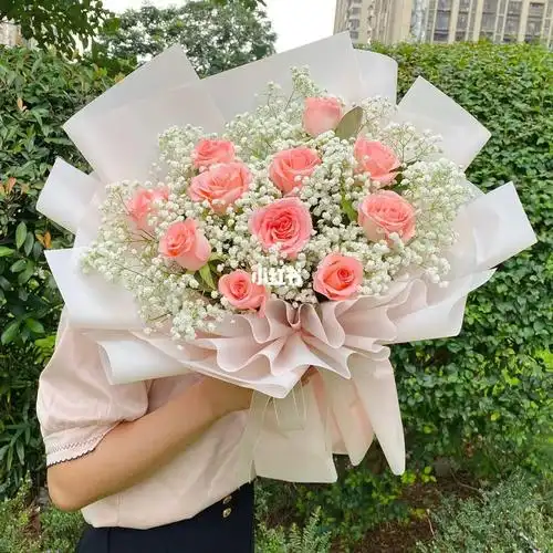 11朵粉玫瑰花束,这是浪漫的颜色