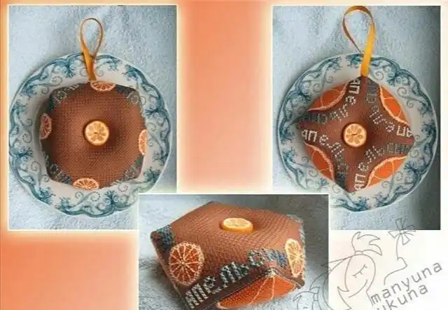 十字绣八角形针插橙子图案