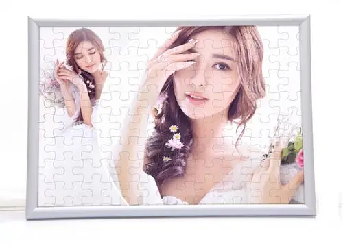 包邮12寸a4拼图120片拼图pvc相框diy来图定制明星相片礼物定做