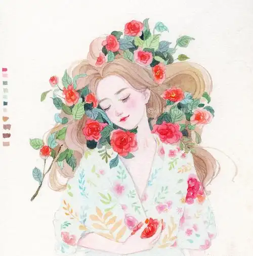 肉肉收图:手绘水彩唯美人物