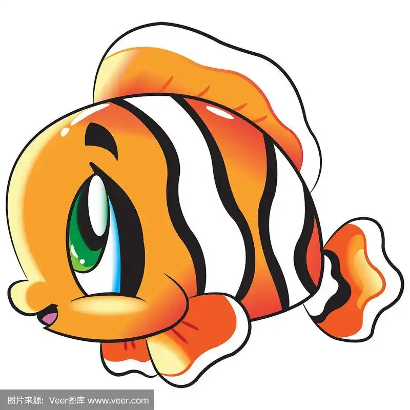 小丑鱼-可爱的海洋生物卡通收集水下动物的角色