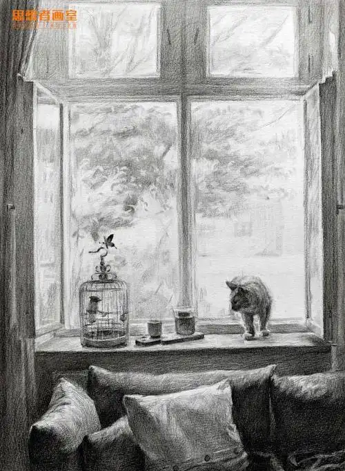 丨 今晚19:00,场景素描示范--王亚忱老师,直播间不见不散!