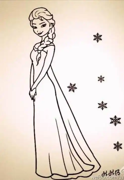 公主艾莎简笔画/儿童简笔画冰雪奇缘简笔画图片大全_冰雪奇缘人物简笔