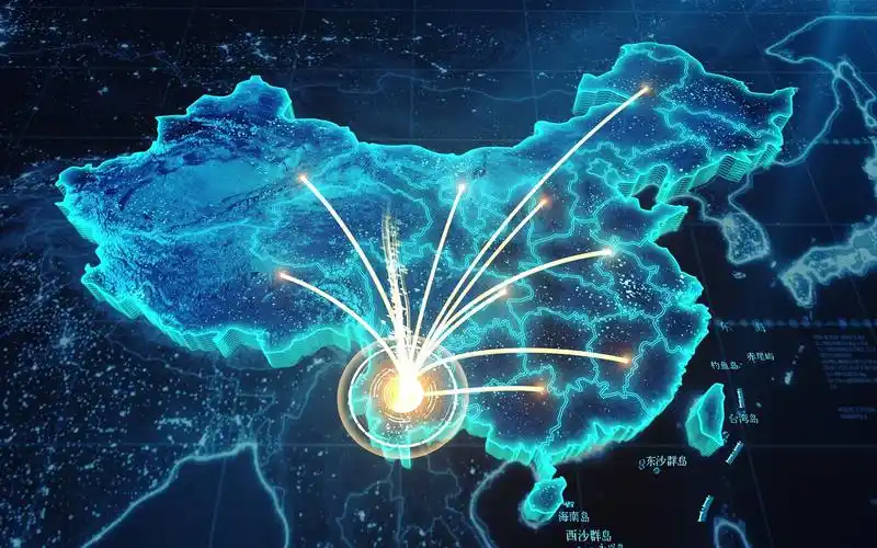 云南辐射全国震撼蓝色4k科技地图