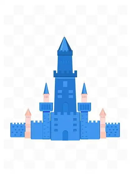 手绘 i>欧 /i> i>式 /i>卡通梦幻城堡 i>建 /i> i>筑 /i>蓝色小清新