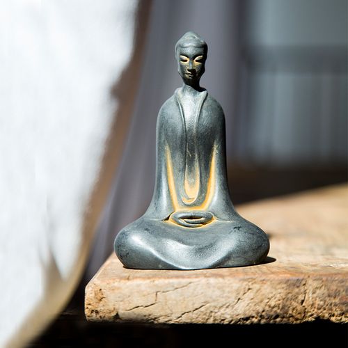 禅意中式北魏佛佛像如来佛祖释迦摩尼桌面摆件纯手工仿铸铁工艺品