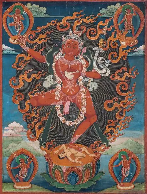 点击查看高清图 图 录 号:  3873  十九世纪 金刚亥母唐卡    作