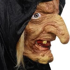 万圣节邪恶老妇人头套丑陋女巫师面罩格格巫婆环保仿真硅胶面具