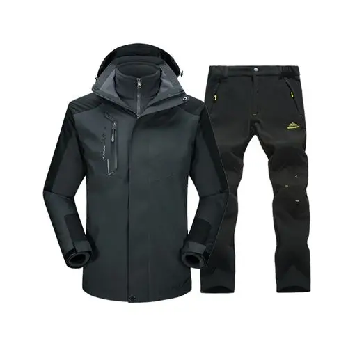 木林森冲锋衣套装男女情侣款冬季加绒加厚三合一户外休闲登山服