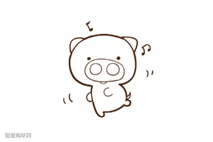 十二生肖简笔画亥猪的画法二