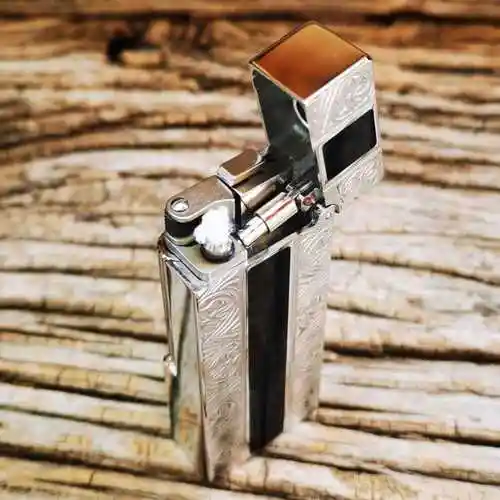 英国dunhill登喜路打火机经典长条窄机侧滑砂轮手工纯铜液压拉杆复古