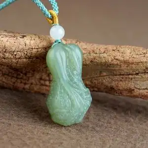 新疆和田玉青白玉晴水白菜百财挂件男女款玉石玉毛衣链吊坠
