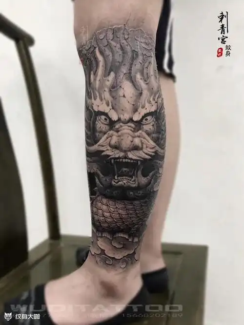 石雕龙_纹身图案手稿图片_吴迪的纹身作品集