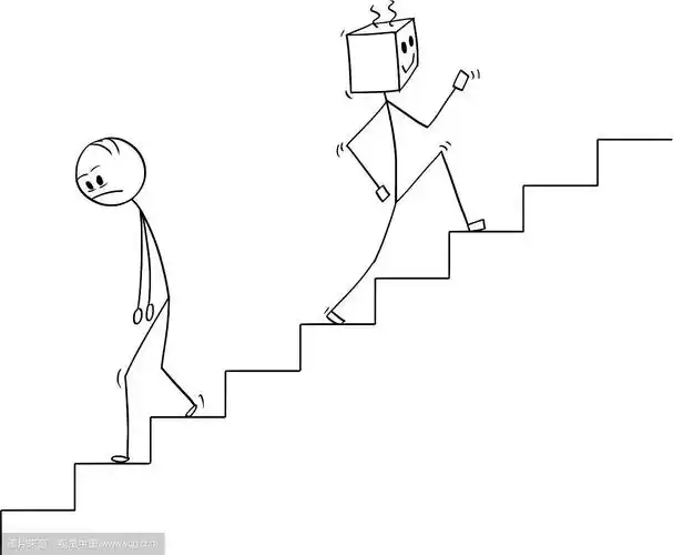 卡通人物下楼梯和机器人