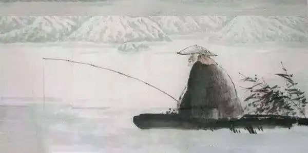 《江雪》,意思是:只有在那宽广平静的江上,一个披着蓑戴着笠的老渔翁