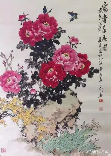 凡是花鸟画家没有不画牡丹的他画的牡丹墨色润泽惹人爱
